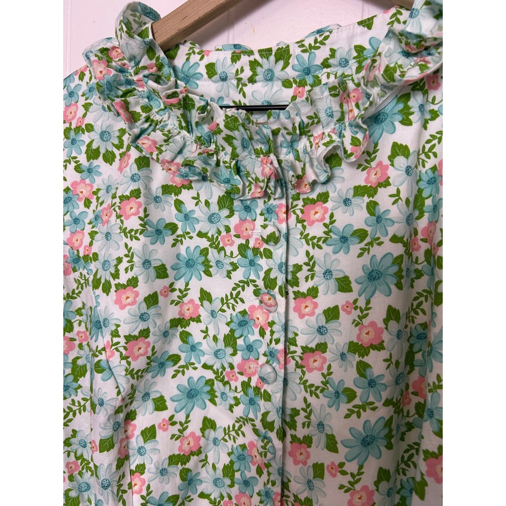 Recollections Prairie Dress Floral ruffle Neck Maxi Cotton USA Made cottagecore - Picture 5 of 12
